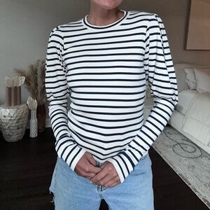 Veronica Beard Lyon striped ribbed knit top